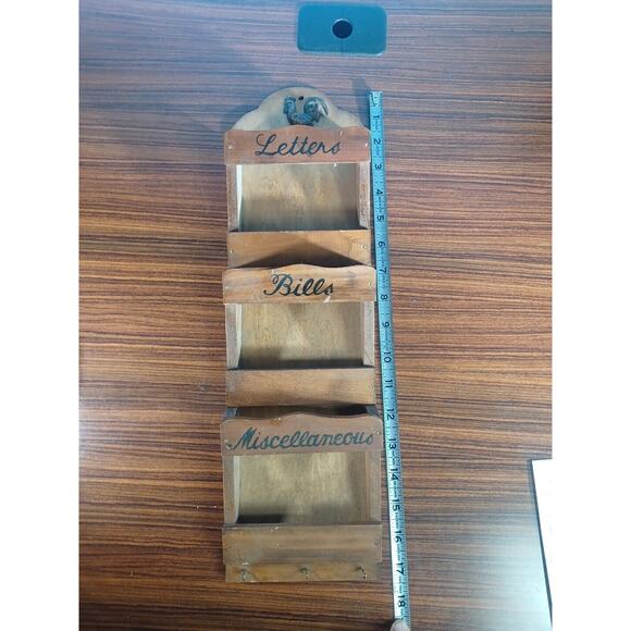 Vintage Wooden Mail Station Letter Storage Rustic Cottage Rooster VG Japan - Picture 3 of 12